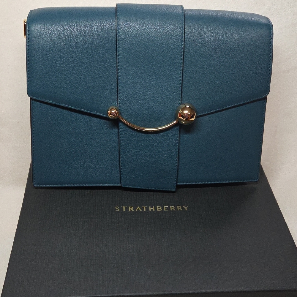 Strathberry Teal Leather Shoulder Bag